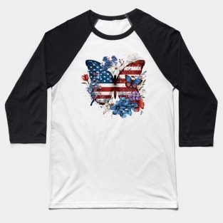 4th of July Floral Butterfly independence day Baseball T-Shirt